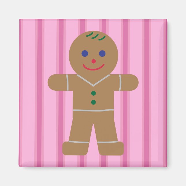 Fun and Fancy Pink Gingerbread Man Magnet (Front)