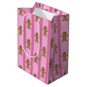 Fun and Fancy Pink Gingerbread Man Medium Gift Bag