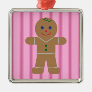 Fun and Fancy Pink Gingerbread Man Metal Tree Decoration