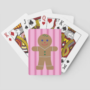 Fun and Fancy Pink Gingerbread Man Playing Cards