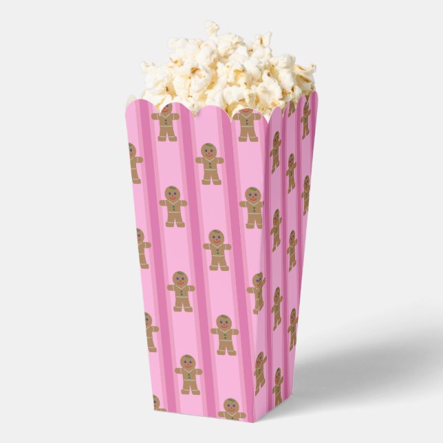 Fun and Fancy Pink Gingerbread Man Popcorn Favour Box (Popped)