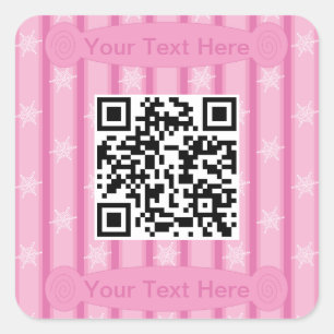 Fun and Fancy Pink Snowflake QR Code Square Sticker