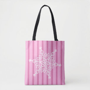 Fun and Fancy Pink Snowflake Tote Bag