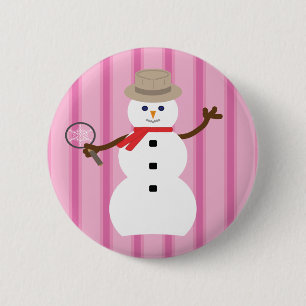 Fun and Fancy Pink Snowman Detective 6 Cm Round Badge