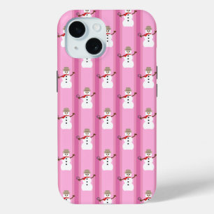 Fun and Fancy Pink Snowman Detective iPhone 15 Case