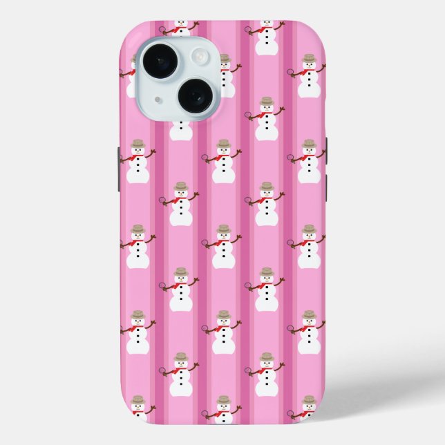Fun and Fancy Pink Snowman Detective Case-Mate iPhone Case (Back)