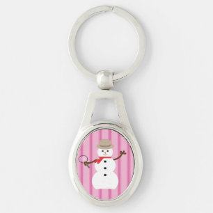Fun and Fancy Pink Snowman Detective Key Ring