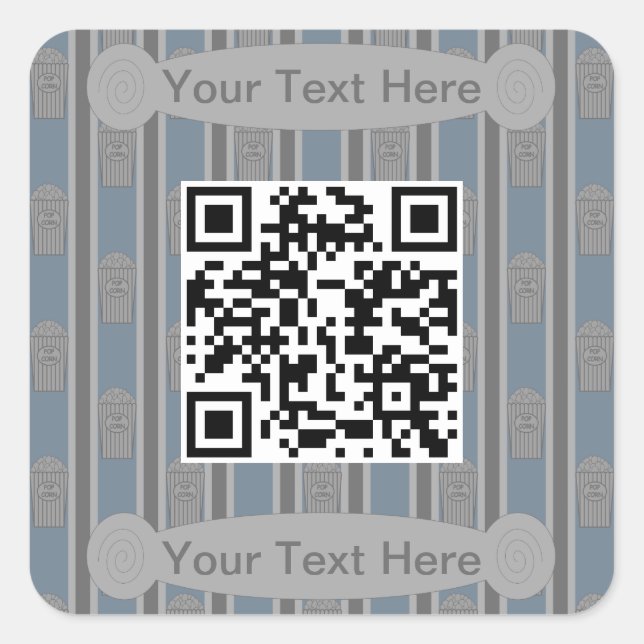 Fun and Fancy Popcorn QR Code Square Sticker (Front)