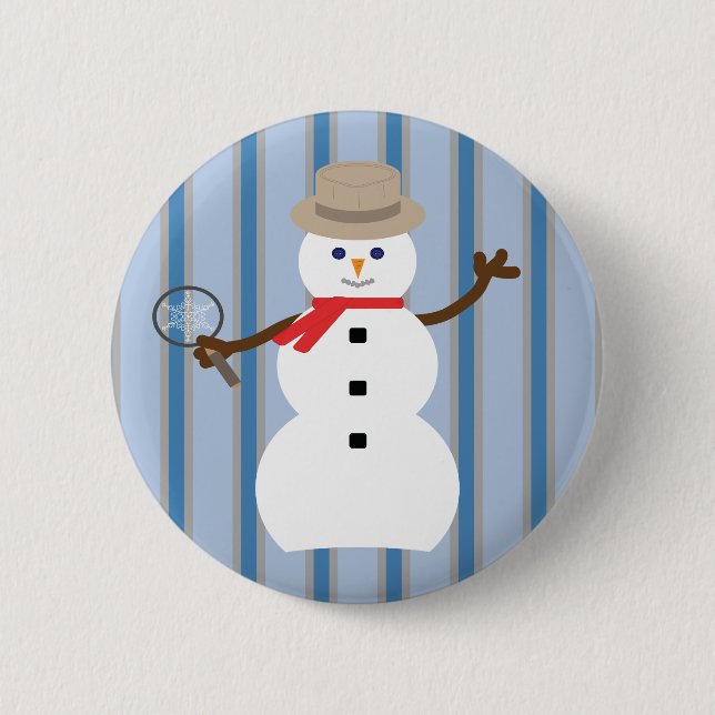 Fun and Fancy Snowman Detective 6 Cm Round Badge (Front)