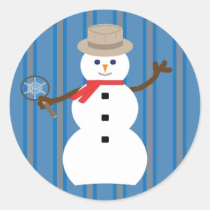 Fun and Fancy Snowman Detective Classic Round Sticker