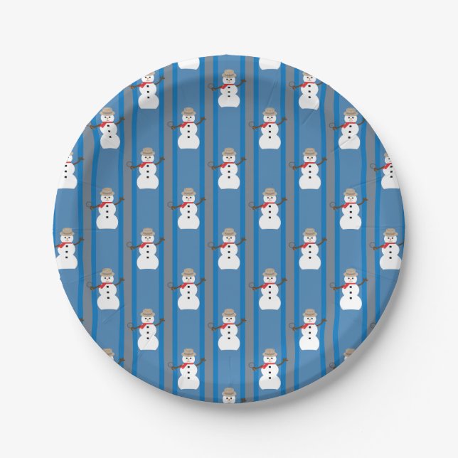 Fun and Fancy Snowman Detective Paper Plate (Front)
