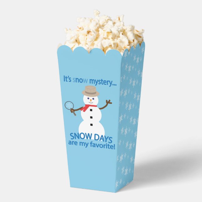 Fun and Fancy Snowman Detective Snow Days Popcorn Favour Box (Popped)