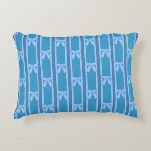 Fun and Fancy Striped Blue Bow Pillow