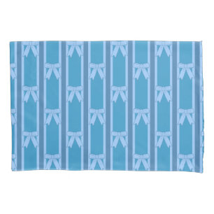 Fun and Fancy Striped Blue Bow Pillowcase