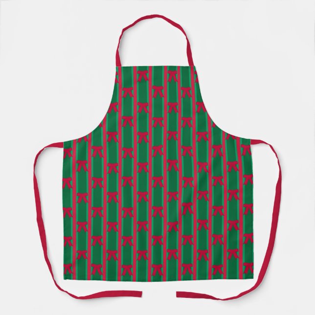 Fun and Fancy Striped Christmas Bow Apron (Front)
