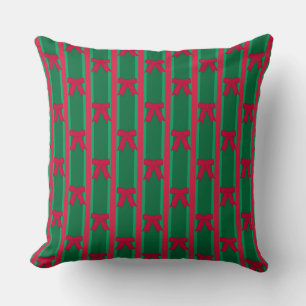 Fun and Fancy Striped Christmas Bow Pillow