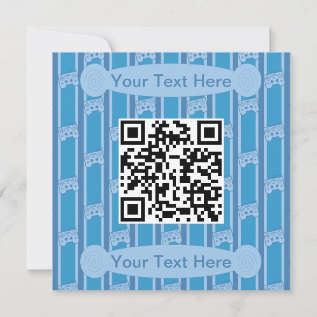 Fun and Fancy Video Game Controller QR Code Invitation (Front)