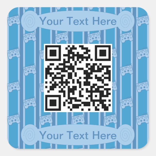 Fun and Fancy Video Game Controller QR Code Square Sticker (Front)
