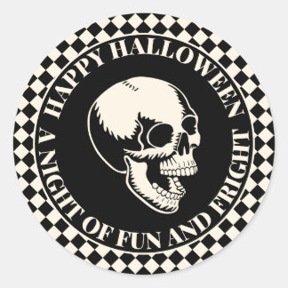 Fun and Fear Skull Happy Halloween Classic Round Sticker