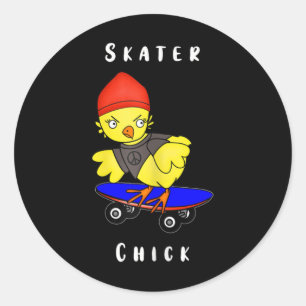 Fun And Feisty Skater Chick Skateboarding Gift  Classic Round Sticker
