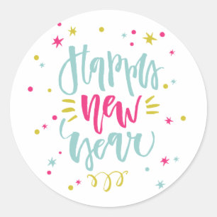 Fun and Festive Calligraphy Happy New Year Sticker