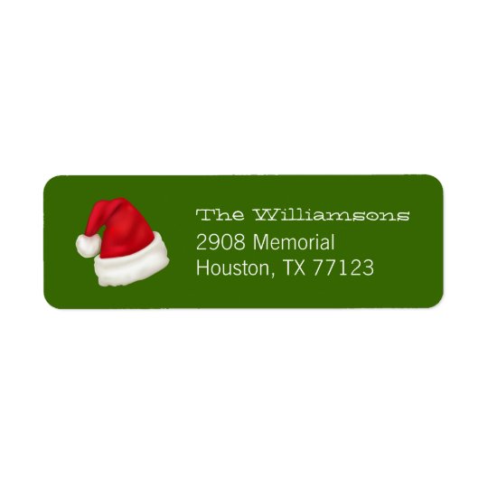 Fun and Festive Custom Santa Hat Dark Green 2 Return Address Label