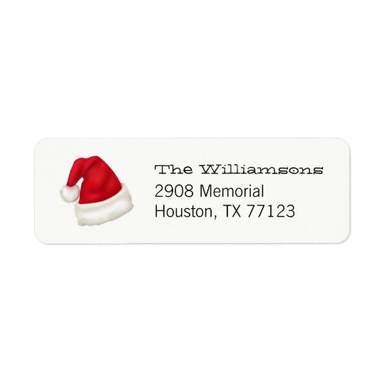 Fun and Festive Custom Santa Hat on White Return Address Label