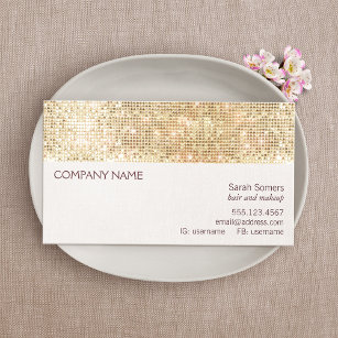 Fun and Festive Girly Gold Sparkly Sequin Business Card