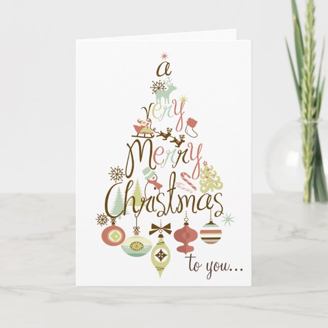 Fun and Festive Holiday Tree Merry Christmas Card (Front)