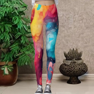 Fun and Fierce colourful Watercolor  Print Legging