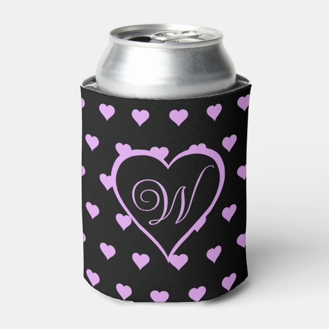 Fun and Flirty Pink Hearts Personalised  Can Cooler (Can Front)