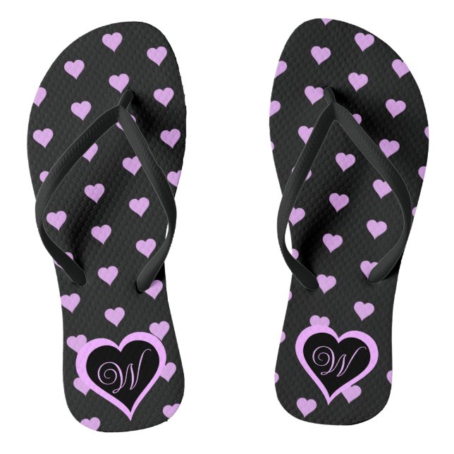 Fun and Flirty Pink Hearts Personalised Flip Flops (Footbed)