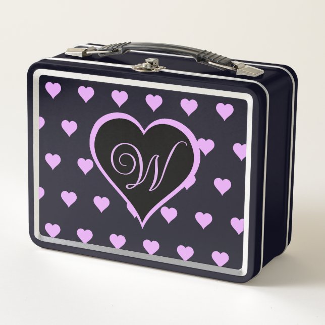 Fun and Flirty Pink Hearts Personalised  Metal Lunch Box (Front)