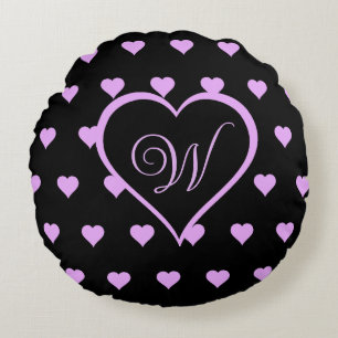 Fun and Flirty Pink Hearts Personalised  Round Cushion