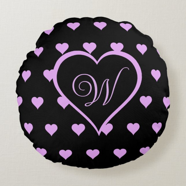 Fun and Flirty Pink Hearts Personalised  Round Cushion (Front)