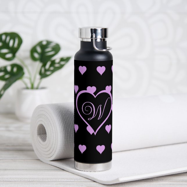 Fun and Flirty Pink Hearts Personalised Water Bottle (Yoga)