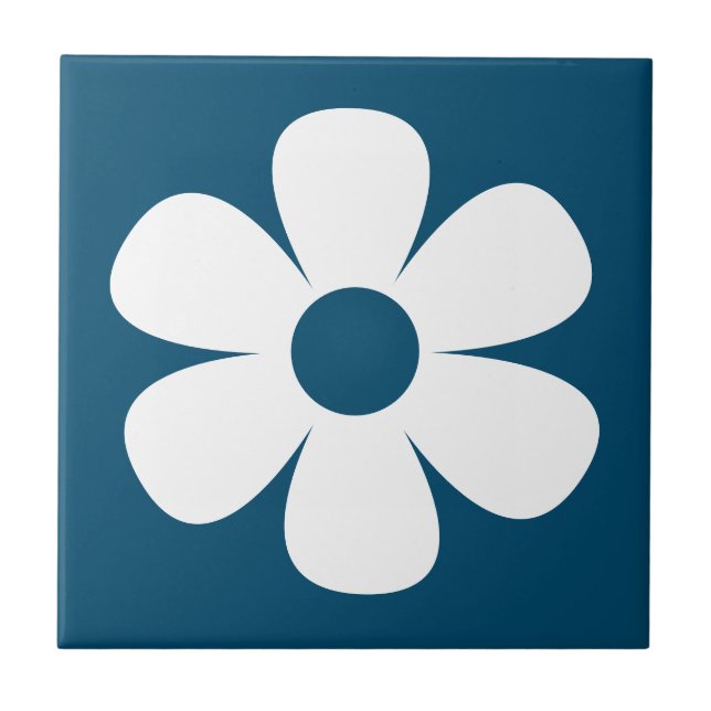 Fun and Funky 60s 70s Retro Flower Ceramic Tile (Front)