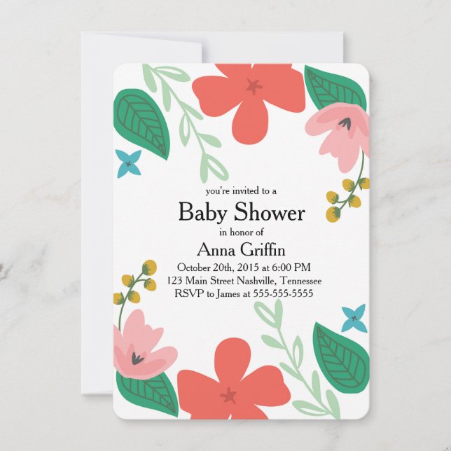 Fun and Funky Floral Baby Shower Invitation (Front)