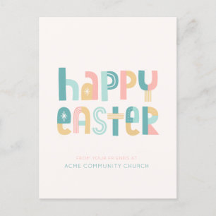 Fun and Funky Typography Happy Easter Postcard