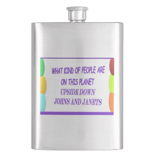 Fun and laughs message purple print and baloons hip flask