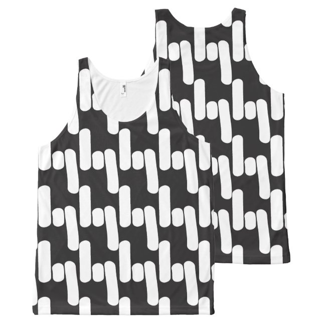 Fun and modern black and white Tank Top (Front and Back)