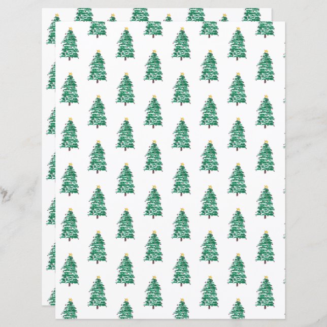 Fun and Modern Christmas Trees Scrapbook Paper (Front/Back)