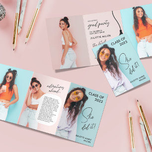 Fun and Modern Graduation Tri-Fold Invitation