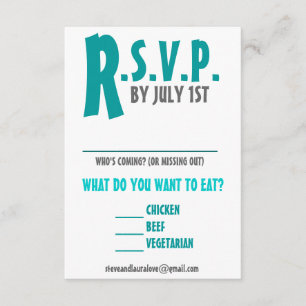 Fun and Modern Wedding Reply Card - Any Colour