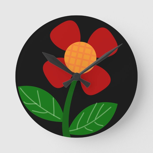 Fun and stylish orange flower wall clock (Front)