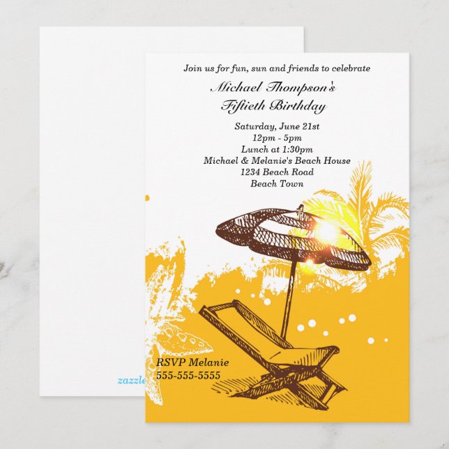 Fun and Sun Beach Birthday Invitation (Front/Back)