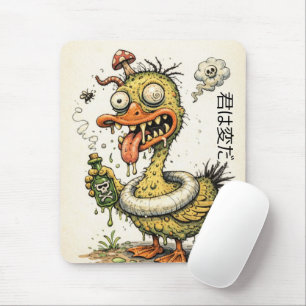 Fun and weired hand drawn cartoon duck monster mouse mat