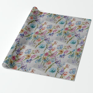 Fun and Whimsical Butterflies and Flowers Wrapping Paper