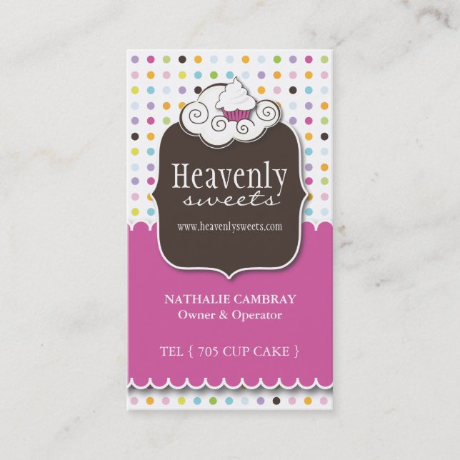Fun and Whimsical Cupcake | Bakery Business Card (Front)