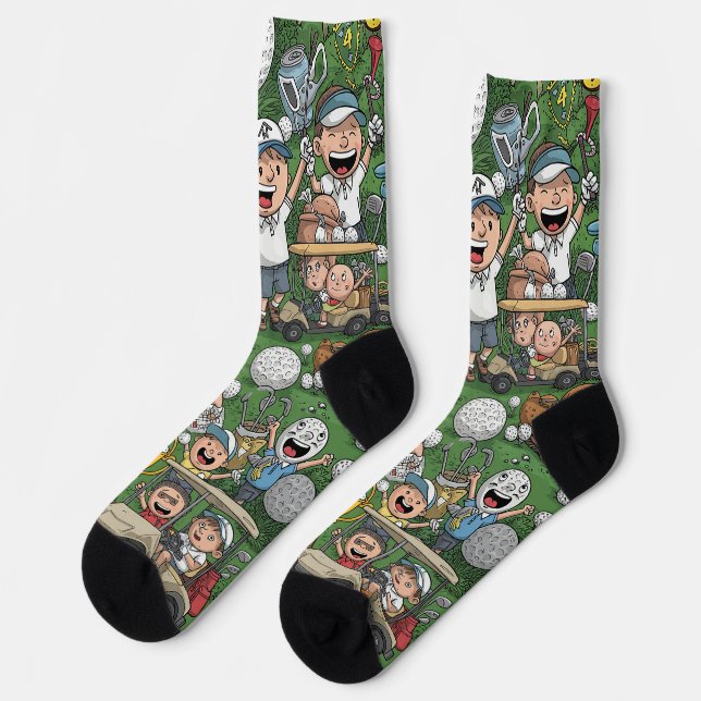 Fun and Whimsical Golf Cartoon for Kids Socks (Left)